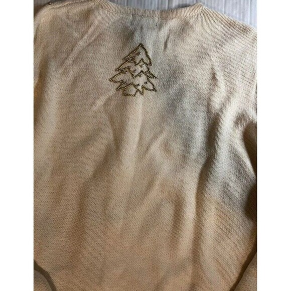 Designers Original Sweater XL Cream Beaded Embroidered Christmas Grandmacore - Picture 6 of 8